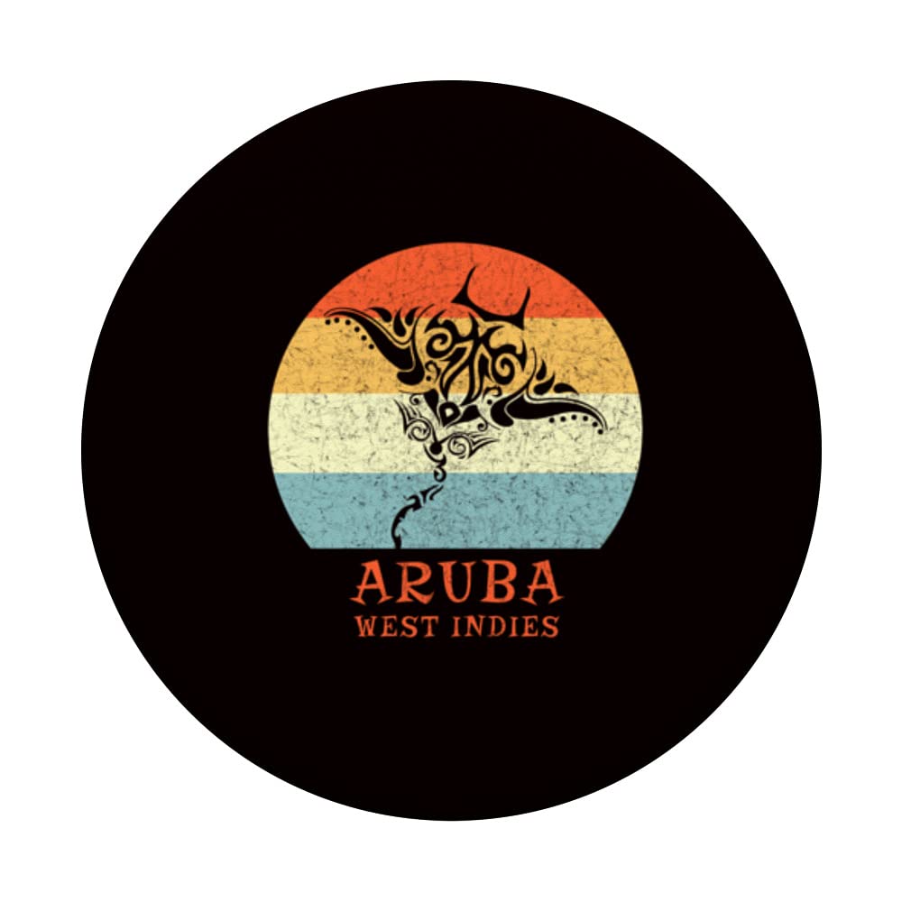 Aruba, West Indies Vintage Tribal Manta Ray Vacation PopSockets Swappable PopGrip