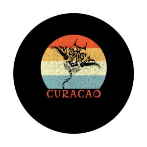 Curacao, West Indies Vintage Tribal Manta Ray Vacation PopSockets Swappable PopGrip