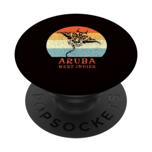 aruba, west indies vintage tribal manta ray vacation popsockets swappable popgrip