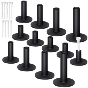 23 pieces rubber golf tees set golf rubber tees holders for driving range mats value tee holder for golf hitting mats and indoor outdoor training mixed size 1.5 2.3 2.7 3.1 3.5 inch (black)