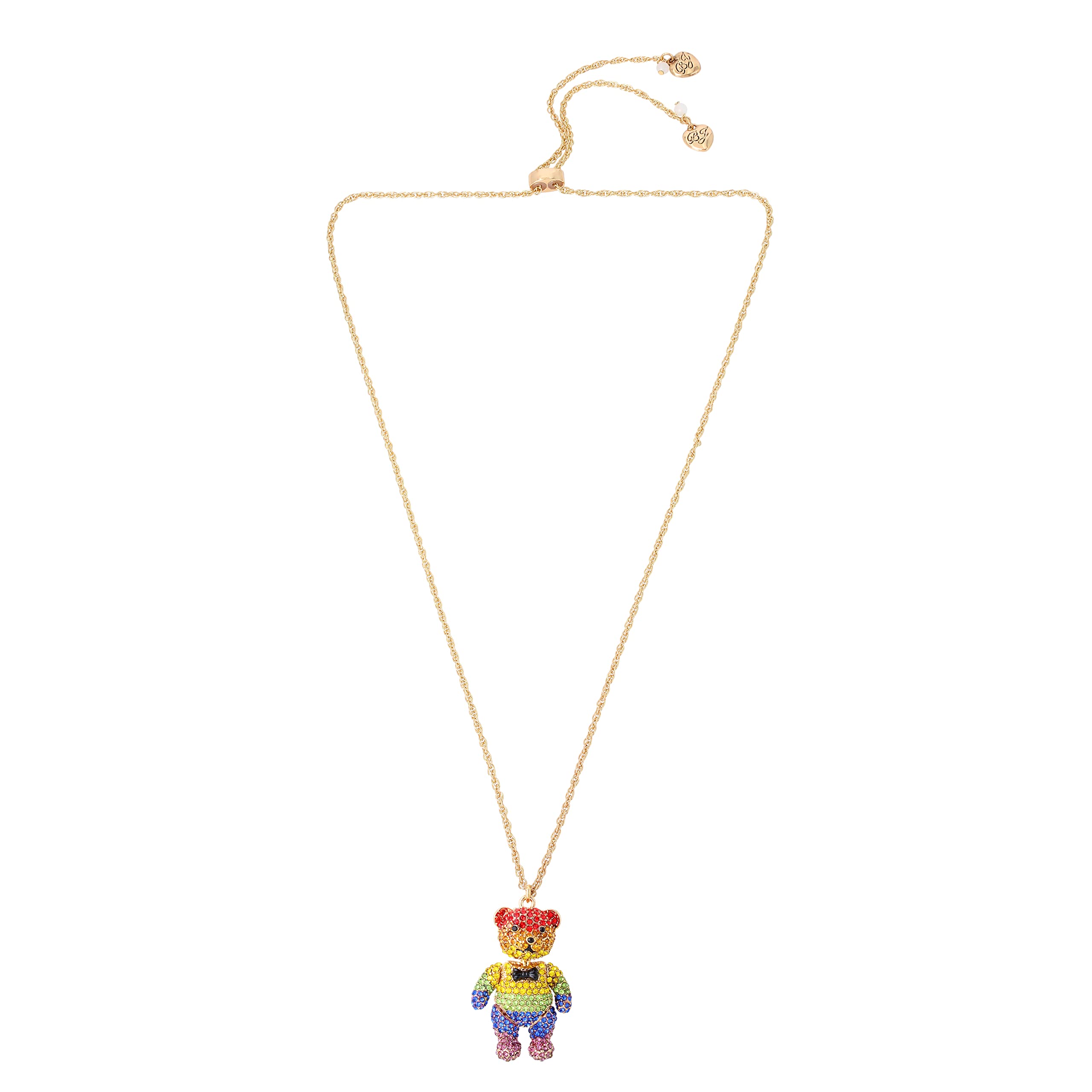 Betsey Johnson Rainbow Bear Slider Necklace