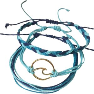 U-M 3Pcs Women Summer Beach Sea Wave Strand Bracelet Adjustable Bangle Jewelry Creative Gift Useful & Deft