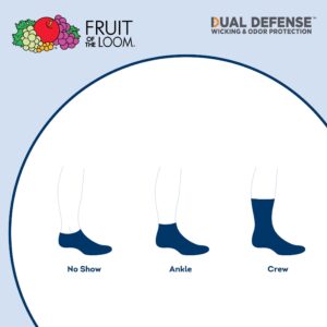 Fruit Of the Loom Boys' Dual Defense Crew Socks (10 Pack), Black, Medium