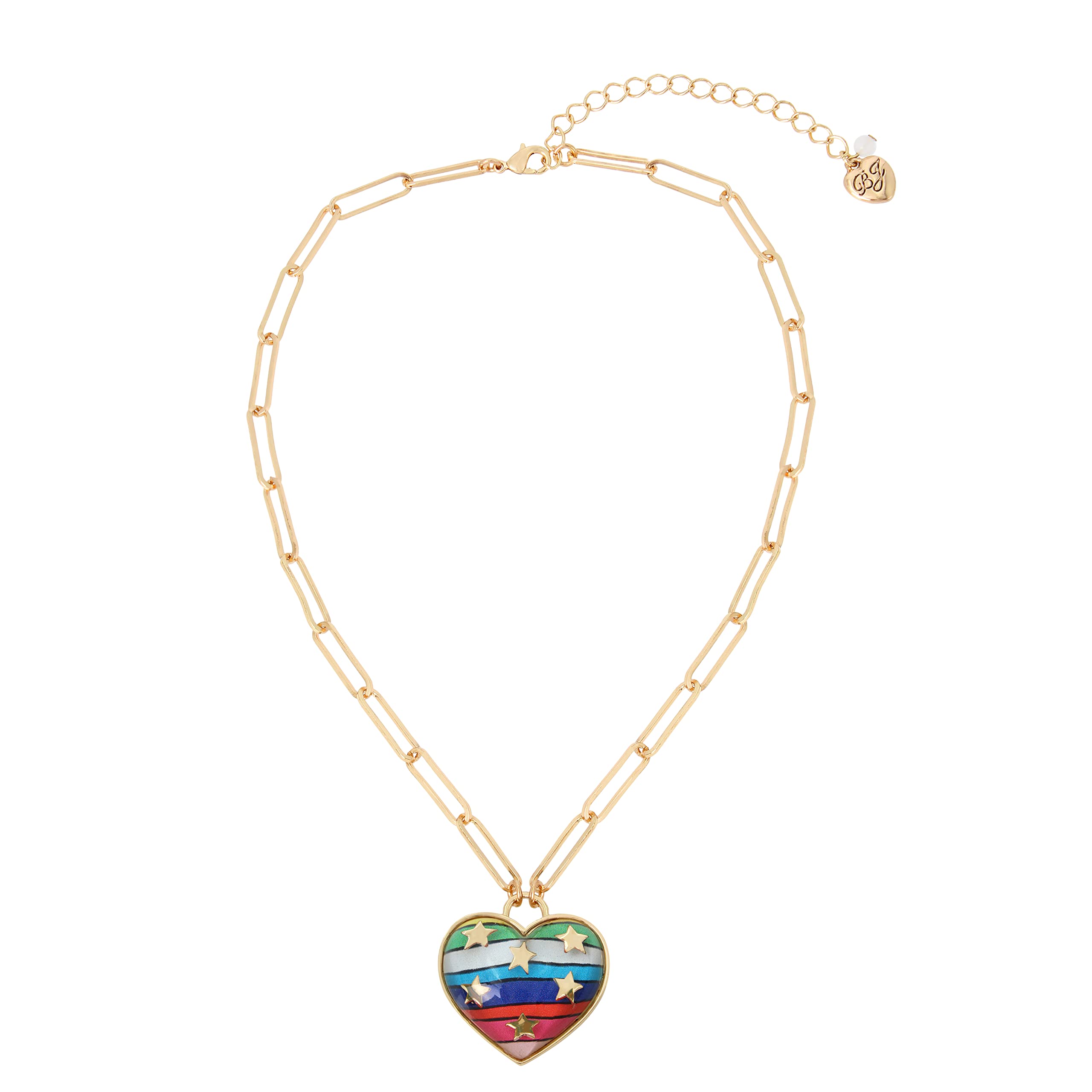 Betsey Johnson Rainbow Heart Pendant Necklace