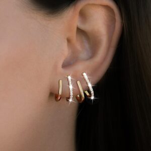 Gold Needle Stud Earrings for Women Stud Ear Cuffs Non Pierced Ear Cartilage Earrings Rhinestone Minimalist Twist Earrings for Girls, Rhinestone, other