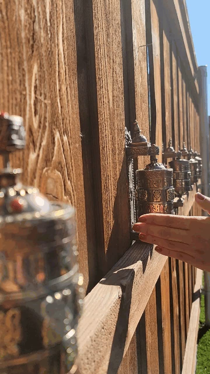 Foomantra Tibetan Wall Prayer Wheel - Crafted on Brass and Copper from Nepal