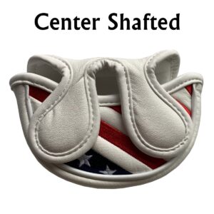 Stars & Stripes Patriotic Golf Half Mallet Putter Headcover, Center Shafted Mid Mallet Putter Head Cover Club Protective Case, Red White Blue Small Mallet Putter Headcover