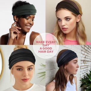 Yeshan Wide Headbands for Women Large African Bandana Headbands Non Slip Boho Headbands Yoga Running Sports Workout Gym Turbans Thick Headbands,Pack of 6