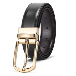 pluszis reversible leather belts for men big and tall 28"-87" trim to fit with gift-box