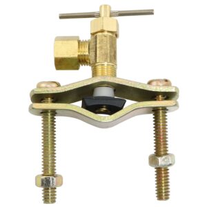 Saddle Needle Valve RLECS Self Piercing Brass Saddle Needle Valve with 1/4-Inch Compression Outlet