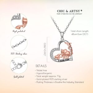 CHIC & ARTSY Mama Elephant Necklace Rose Gold Plated 925 Sterling Silver Lucky Elephant Necklace Never Forget that I Love You Elephant Necklace Mom and Daughter Elephant Necklace for Mothers Day