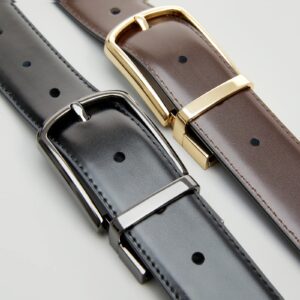 PlusZis Reversible Leather Belts For Men Big and Tall 28"-87" Trim To Fit With Gift-Box