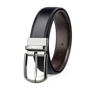 pluszis reversible leather belts for men big and tall 28"-78" trim to fit with gift-box