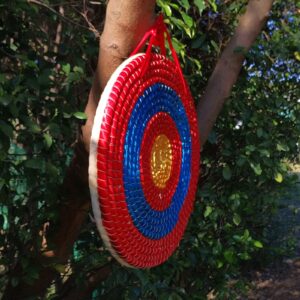 Traditional Hand-Made Straw Archery Target, 19.6 * 19.6 Target with Rope Handle Paper and Archery Accessory Tools for Home Outdoor Shooting Practice (2-Layer)