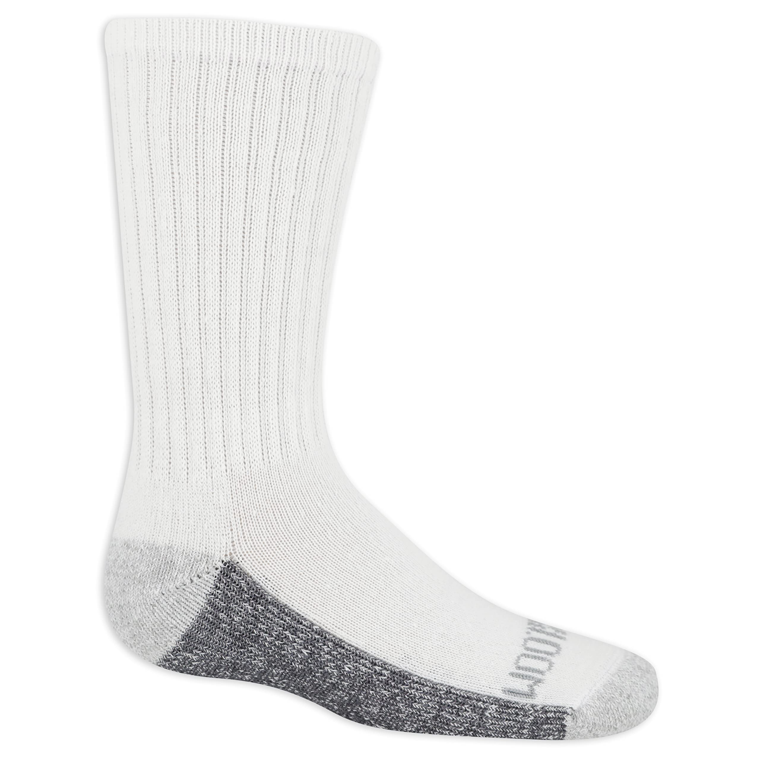 Fruit Of the Loom Boys' Dual Defense Crew Socks (10 Pack), White, Large