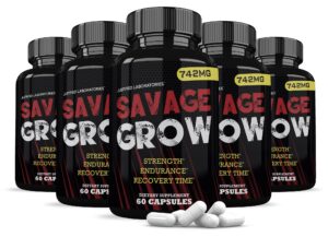 (5 pack) savage grow 742mg all natural advanced men's health formula 300 capsules