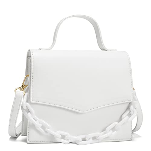 CATMICOO Mini Purses for Women Trendy Mini Bag with Detachable Plastic Chain (White)