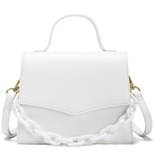 catmicoo mini purses for women trendy mini bag with detachable plastic chain (white)