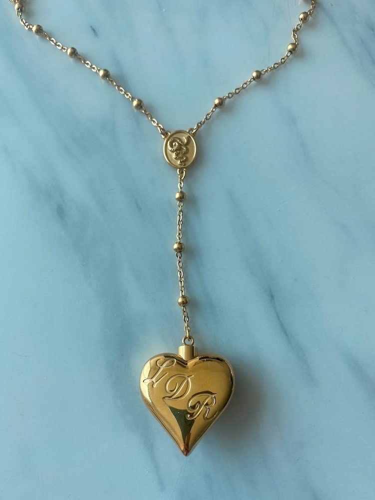 Barkley Design Saint Lana Del Rey LDR Style Stash Necklace/Rosary Chain/Hollow Pendent/Heart Shaped With Snakes and Spoon