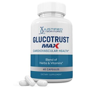 justified laboratories glucotrust max 1295mg formula supplement pills 60 capsules