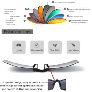 Polarized Clip On Sunglasses for Men Women Clips for Glasses Non-Flip Up for Outdoor/Driving