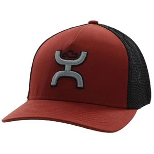 HOOEY Men's Flexfit Fitted Hat (Large/X-Large, Rust/Black)