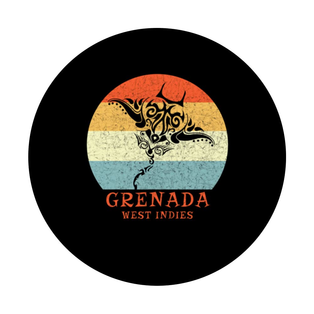 Grenada, West Indies Vintage Tribal Manta Ray Vacation PopSockets Swappable PopGrip