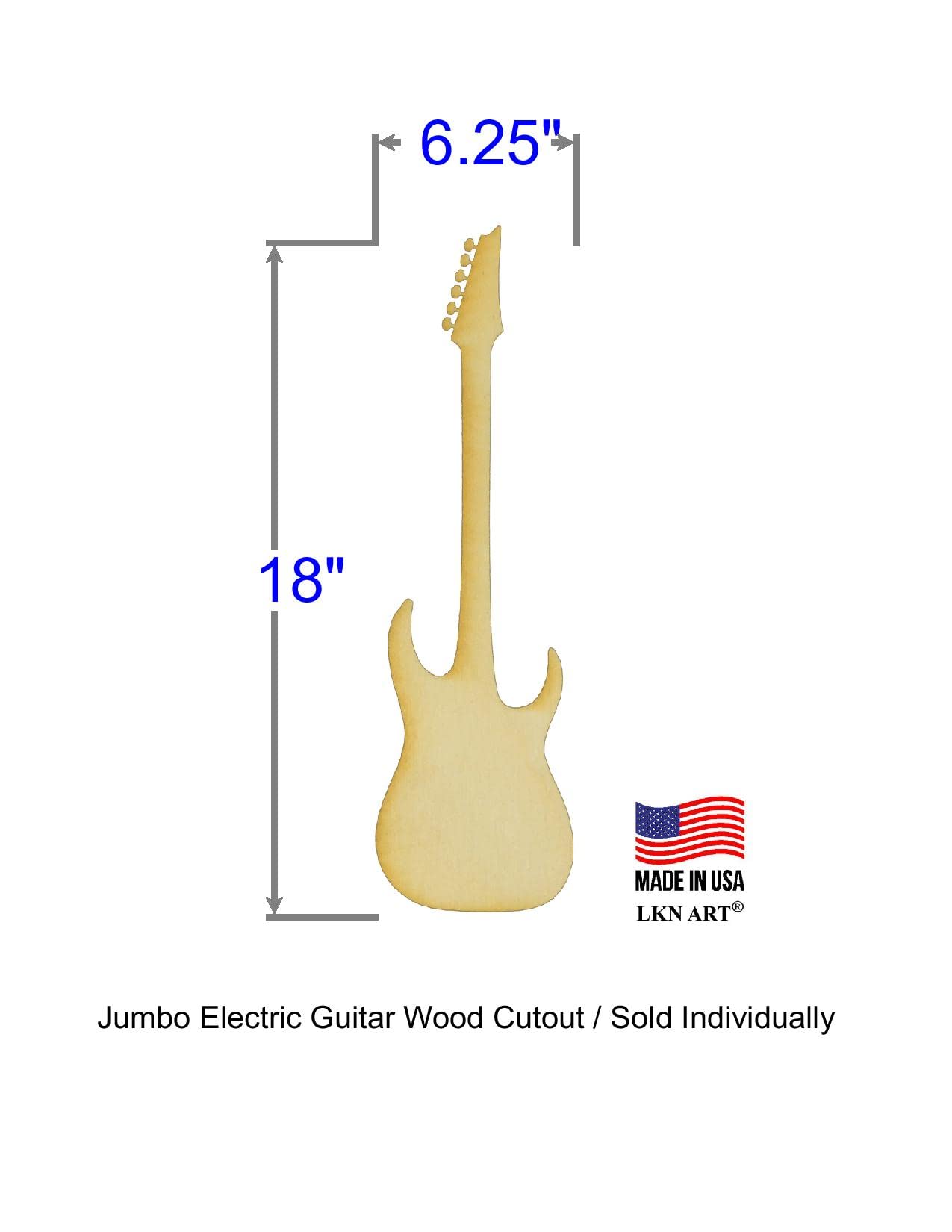 Unfinished Electric Guitar Wood Cut Out Available in a Variety of Sizes and Thicknesses (1/8” Thickness, Jumbo 6.25" x 18" (Sold Individually))