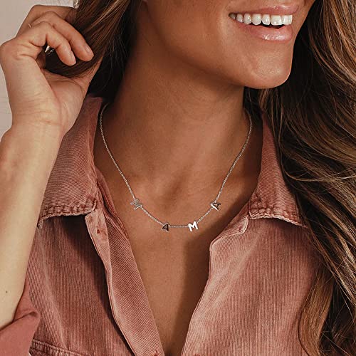 MILACOLATO Mama Necklace 925 Sterling Silver Mother Necklace 14K White Gold Plated Mom Necklaces Mother's Day Gifts for Mom New Mum Grandma Women Wife