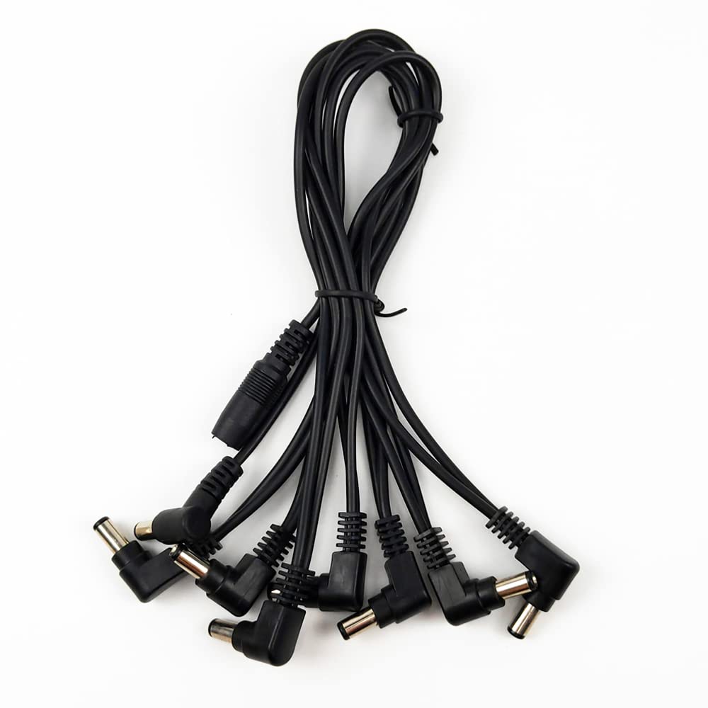 pigtone 1 to 8 Way Daisy Chain Cable Guitar Effect Pedal Splitter Cable Adapter Power Supply Power Cable Black