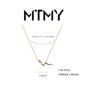 MTMY Gold Pendant Necklace for Women 14K Gold Plated Snake/Butterfly/Bee/Hummingbird Animal Necklace Dainty Necklace Simple Delicate Jewelry