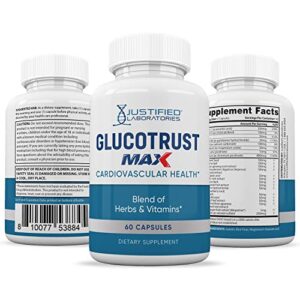 Justified Laboratories Glucotrust Max 1295MG Formula Supplement Pills 60 Capsules