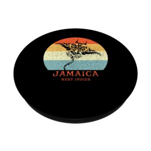 Jamaica, West Indies Vintage Tribal Manta Ray Vacation PopSockets Swappable PopGrip