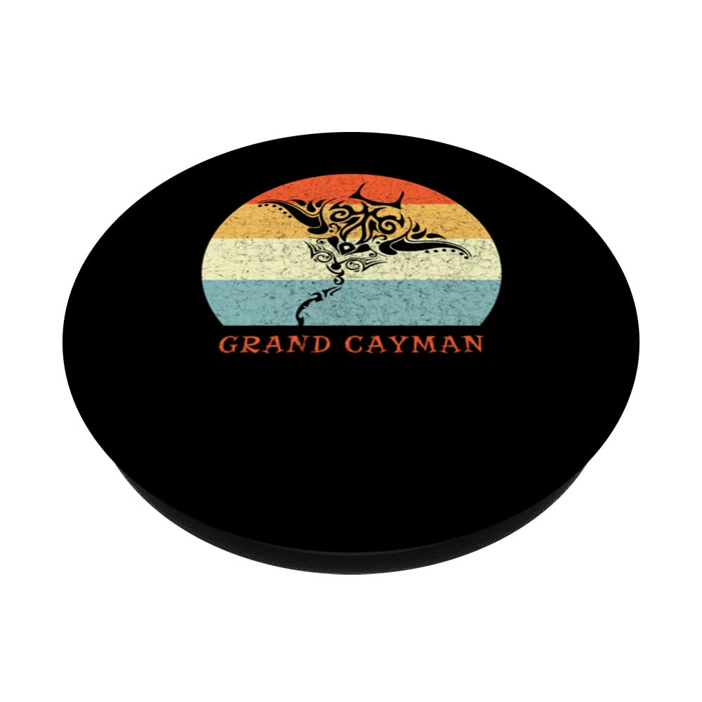 Grand Cayman, West Indies Vintage Tribal Manta Ray Vacation PopSockets Swappable PopGrip