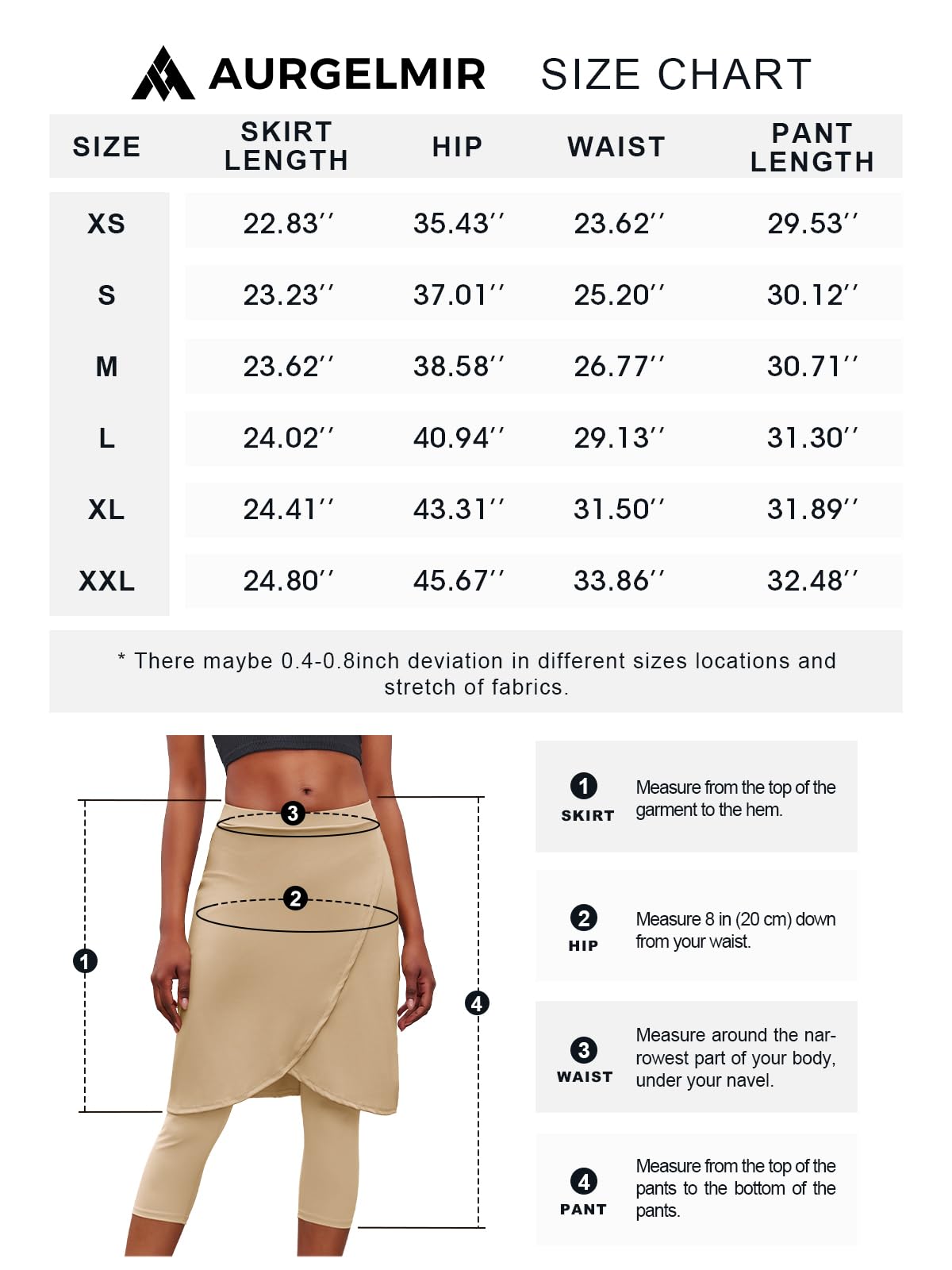 Aurgelmir Knee Length Womens Golf Tennis Skirts with Capri Legging Athletic Running Outdoor Workout Skorts with Pocket