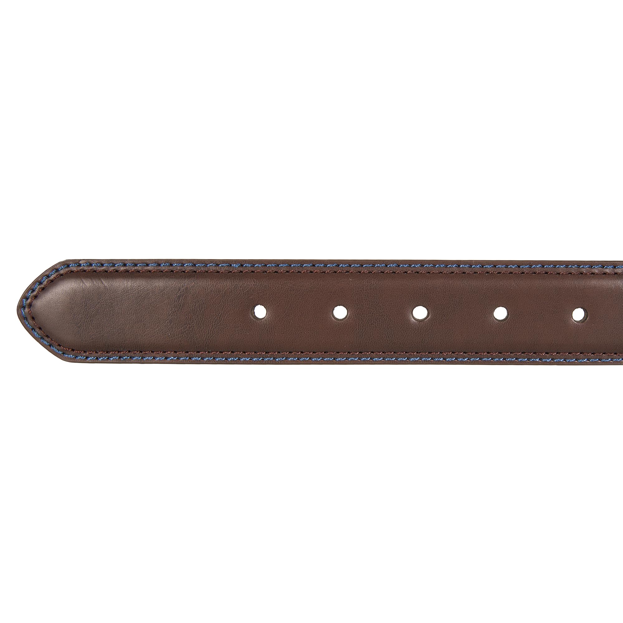 Nautica Men Bold Fashion and Dress Leather Belt with Metal Buckle, Logo Inlay Double Keeper-Brown, 34"