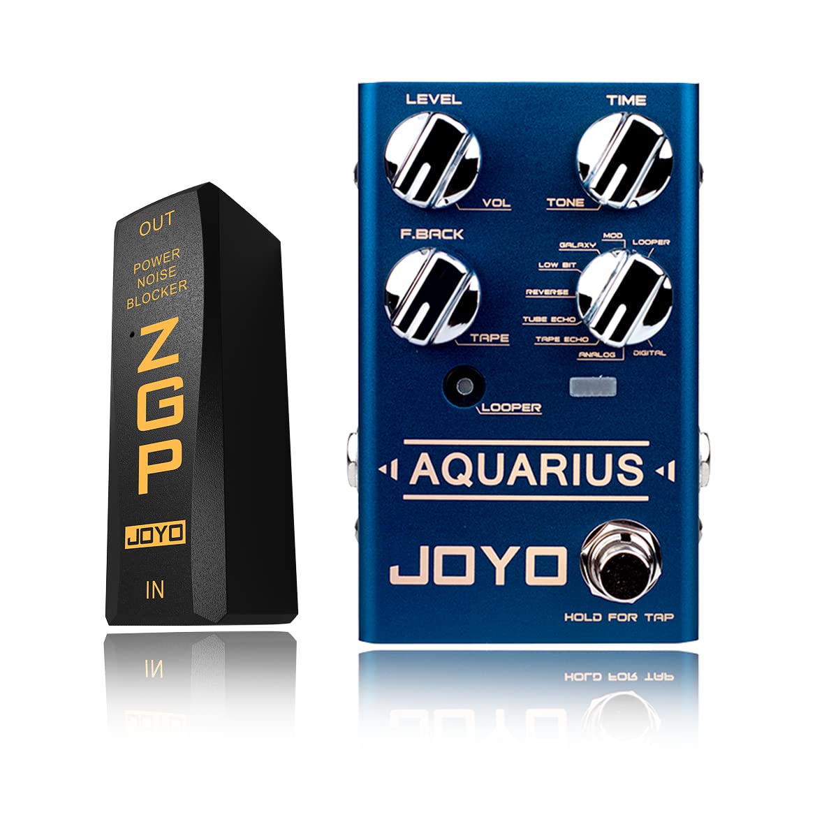 JOYO R-07 Aquarius Digital Delay Pedal Bundle with JP-06 Noise Blocker Pedal Power Supply