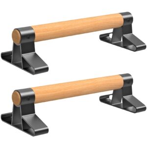 seleware wood push up bars parallettes bars anti-slip handstand bars for calisthenics, fitness, floor workouts solid wood with sturdy metal bracket, support 500 lbs 16 * 6.5 * 4 inch