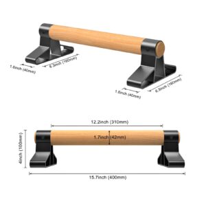 SELEWARE Wood Push up Bars Parallettes Bars Anti-Slip Handstand Bars for Calisthenics, Fitness, Floor Workouts Solid Wood with Sturdy Metal Bracket, Support 500 lbs 16 * 6.5 * 4 inch