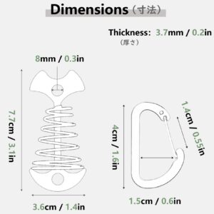 JEELAD Fishbone Tent Stakes Pegs Tent Stakes with Carabiner Clips Spring Anchor Awning Deck Anchor Pegs for Camping Hiking Outdoor Gallery Road Timber Deck