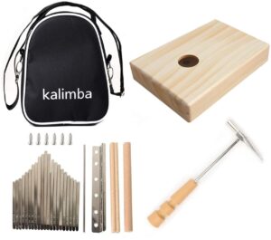 jiayouy kalimba thumb piano 17 keys kalimba diy kit with carrying bag tuning hammer portable mbira finger piano gifts for kids and adults beginners (wood color)