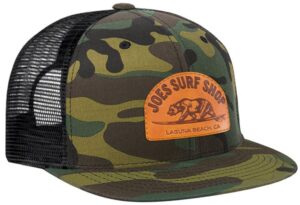 joe's surf shop surfing bear flat bill snapback trucker hat-camo