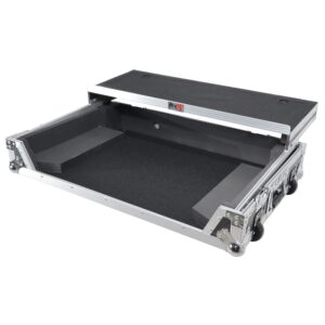 prox flight case for pioneer ddj-rev7 digital controller with sliding laptop shelf & rubber wheels