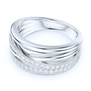 PRSTANI 8.5mm Wide Sterling Silver Criss Cross Infinite Simulated Round Brilliant Cut Diamonds Wedding Ring (8)