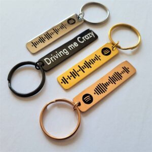 NationInFashion Spotify Code Custom Music Code Keyring Spotify Keychain Personalized Keycring Both side Engraving for Him Her Women Men Best Friends Mom Dad Sister Brother