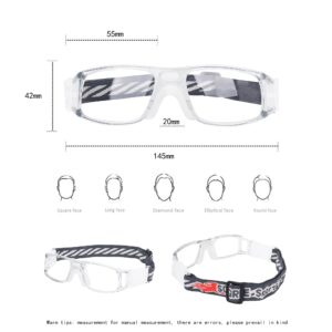 SooGree Sports Goggles Glasses -Basketball Soccer Football Sports Protective Eyewear Goggles Eye Safety Glasses Frame Removable PC Lens with Adjustable Goggles Strap (8107 gray frame white pad)