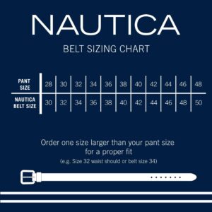 Nautica Mens Bold Fashion And Dress Leather With Metal Buckle Belt, Casual Overlay - Grey, 34 Inch US