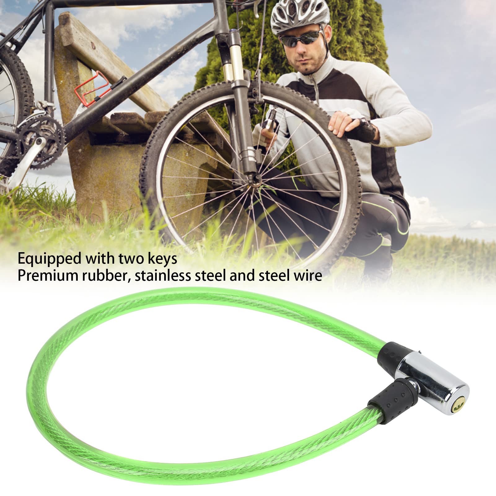 SPYMINNPOO Bike Lock Cable with Key Steel Wire Portable Cable Lock Security Bike Lock for Bike Motorcycle Gate 3 Colors(Green)