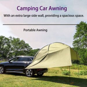 Vilemoon Waterproof Car Awning Sun Shelter, SUV Tailgate Shade Awning Tent with Both Sides,Portable Auto Canopy Camper Trailer Sun Shade for Camping, Outdoor (Brown)