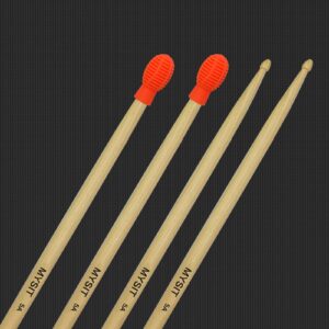 MySit 4Pcs Drum Mute Silicone Drumstick Silent Practice Tips Drum Dampener Accessory, Musical Instruments Accessory Percussion Mute Replacement for Protect Drums and Drumsticks Head - Orange